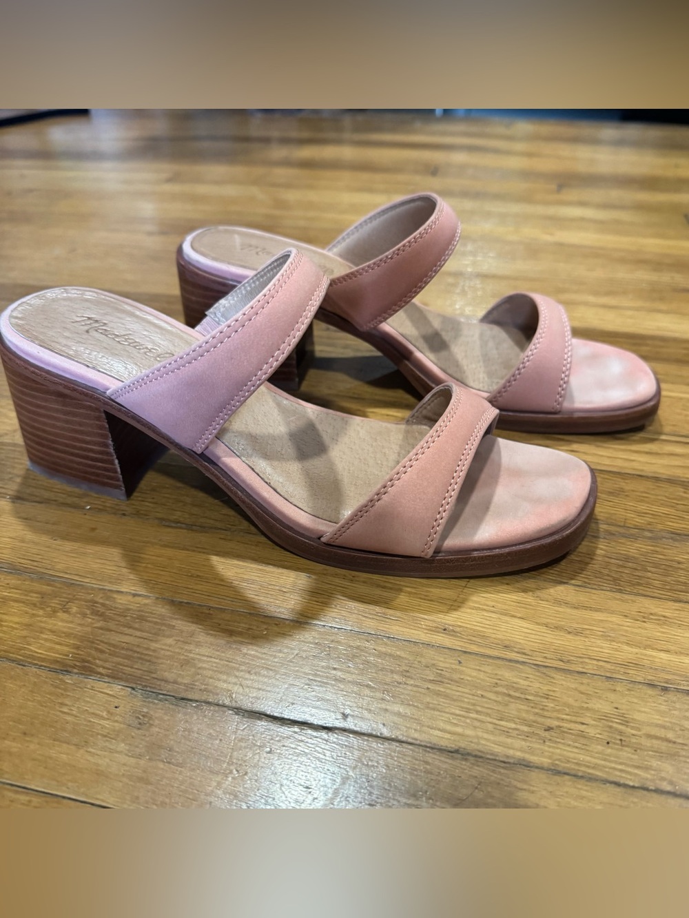 Madewell Two-Strap Block Heel Sandals - Blush Pink